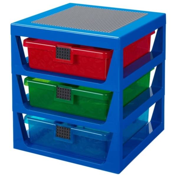 LEGO polica sa 3 fioke i podlogom za gradnju plava	