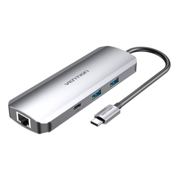 VENTION Docking station 9-in-1 USB-C/HDMI + USB-C + 2x USB 3.0 + RJ45 + TF/SD + TRRS/3.5mm + PD