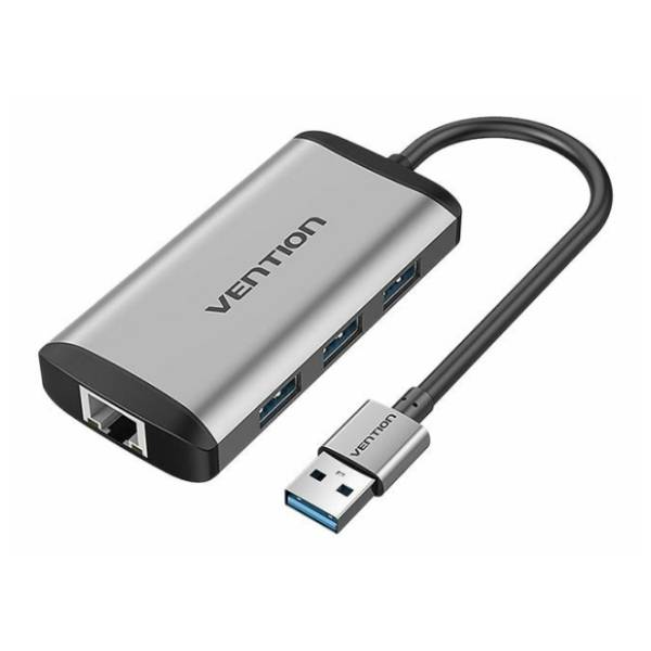 VENTION USB Hub 3 porta + Ethernet (CKBHB) sivi