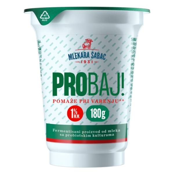 Jogurt MLEKARA ŠABAC Probaj probiotik 1%mm 180g