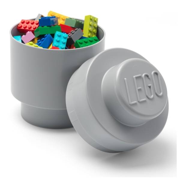LEGO kutija za odlaganje okrugla (1) kameno siva	