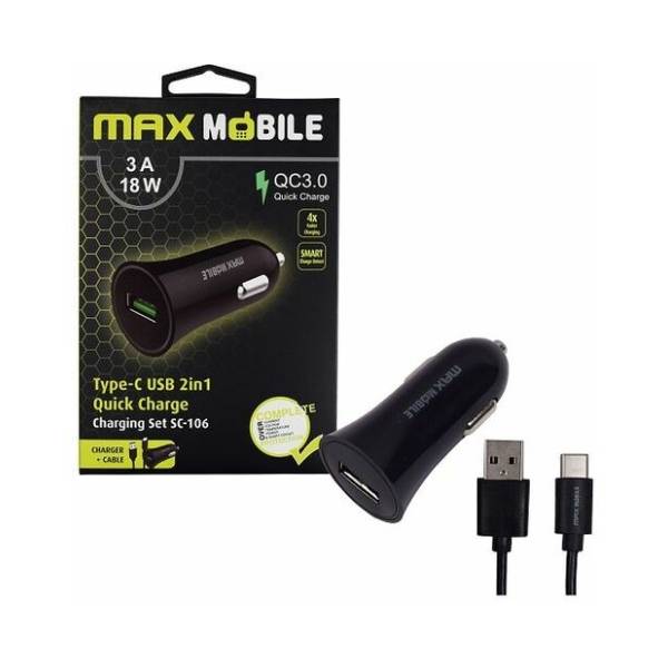 MAX MOBILE auto punjač USB SC-106 QC 3.0 3A + TYPE C