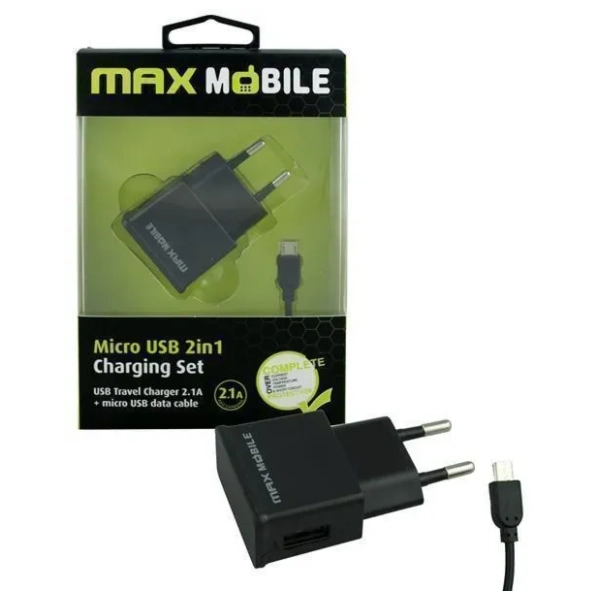 MAX MOBILE punjač 2u1 USB + DATA kabl 2.4A