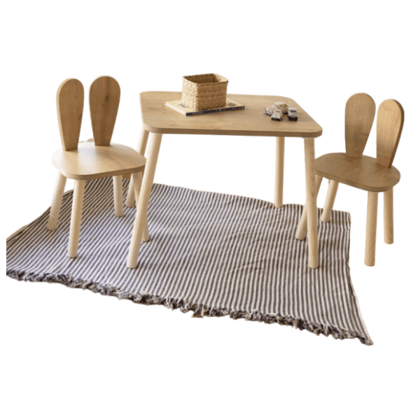 HANAH HOME dečiji sto sa dve stolice Bunny brown