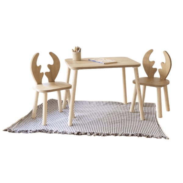 HANAH HOME dečiji sto sa dve stolice Deer brown