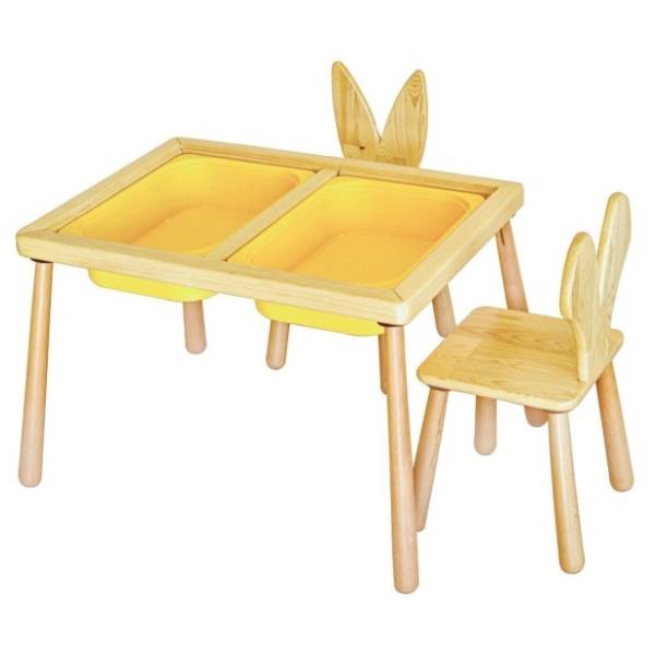 HANAH HOME dečiji sto sa dve stolice yellow