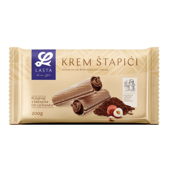 Vafl roleri LASTA kremasti lešnik 200g