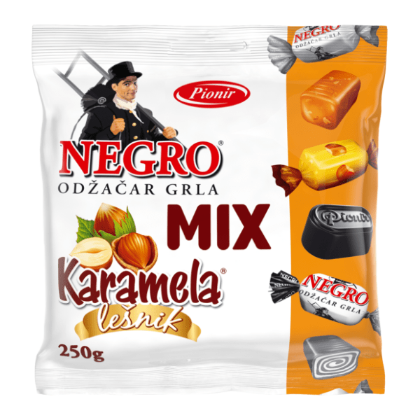 Bombone PIONIR Negro + karamele mix 250g