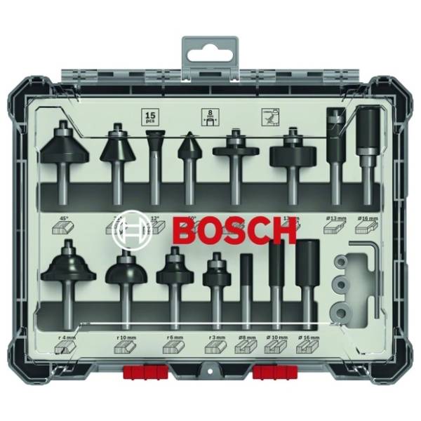 BOSCH komplet raznih glodala 15 komada 2607017472