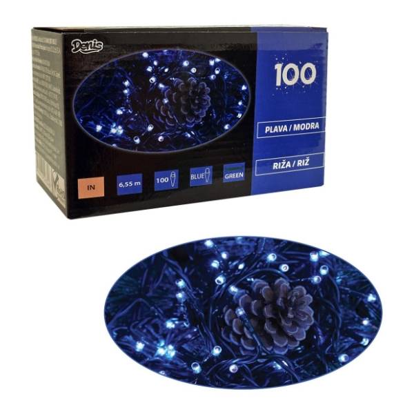 Riža plave lampice 100kom bez funkcija Denis 52-314000