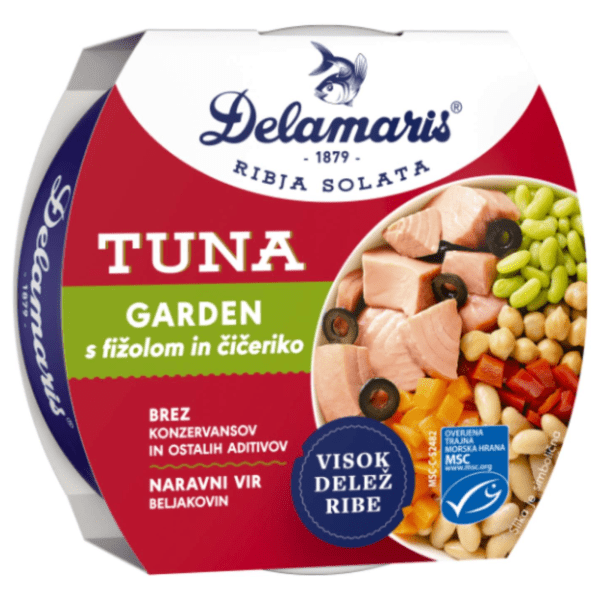 Tuna salata DELAMARIS Garden pasulj leblebija 170g