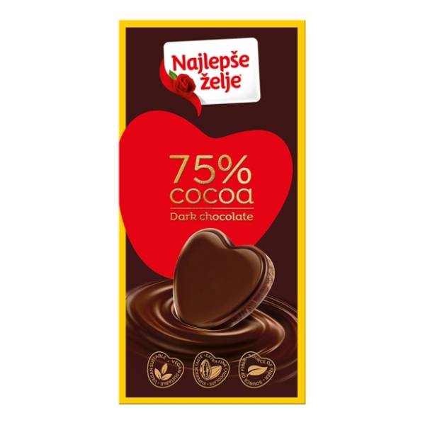 Čokolada ŠTARK Najlepše želje Crna 75g