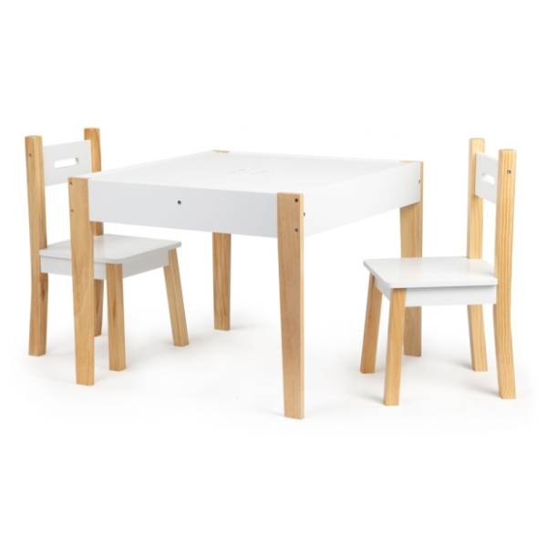 ECO TOYS dečiji sto i dve stolice beli
