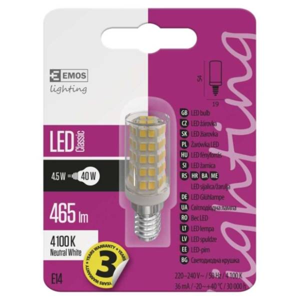 EMOS LED sijalica E14 4,5W Classic Jc A++ NW ZQ9141