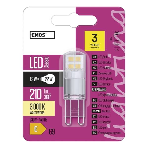 EMOS LED sijalica G9 1,9W Classic JC WW ZQ9526