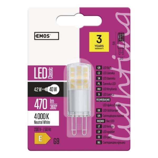 EMOS LED sijalica G9 4,2W Classic ZQ9542