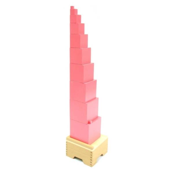 Igračka kula sa postoljem MONTESSORI pink