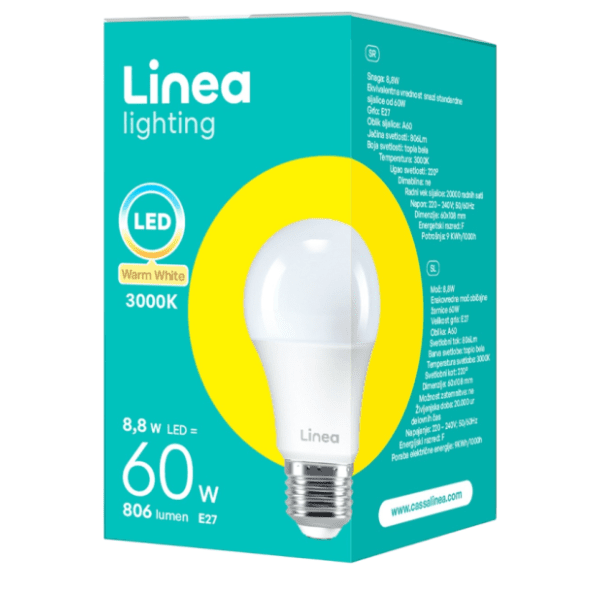 LINEA LED sijalica E27 8,8W (60W) A60 3000K