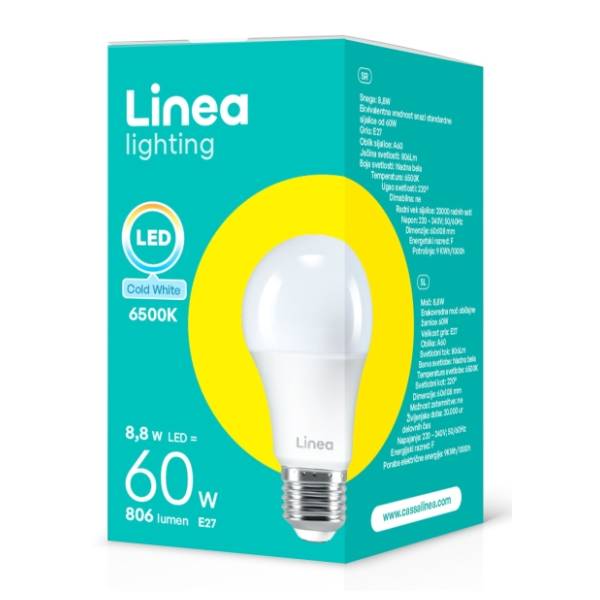 LINEA LED sijalica E27 8,8W (60W) A60 6500K