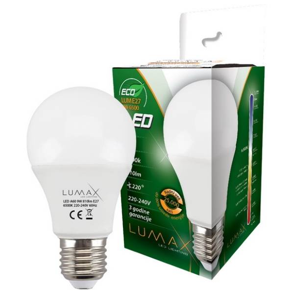 LUMAX LED sijalica E27 9W Eco 6500K