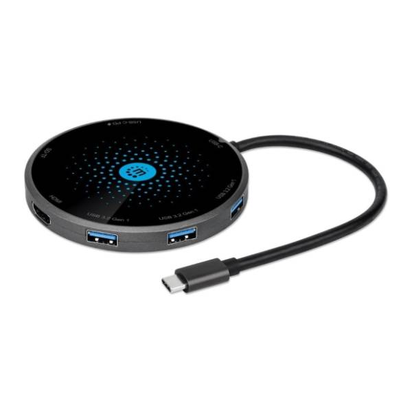 MANHATTAN Docking station 8-in-1 USB-C with PD 60W/Wireless Charging Pad (166560)