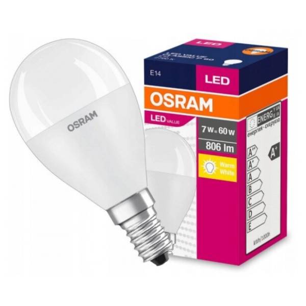 OSRAM LED sijalica lopta E14 7W (60W) 2700K