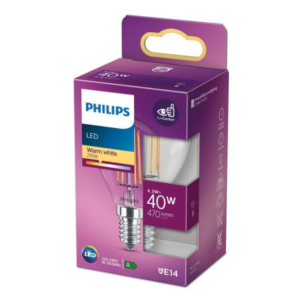 PHILIPS LED sijalica E14 4.3W (40W) P45 WW CL ND RFSRT4