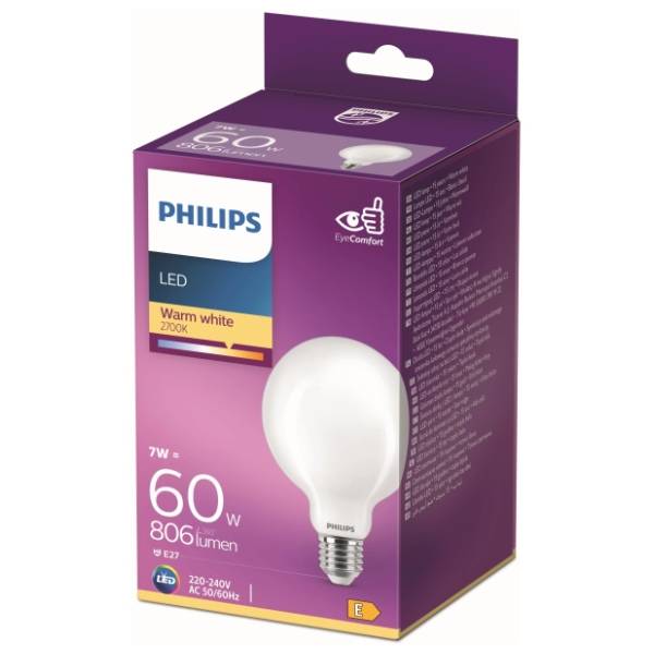 PHILIPS LED sijalica E27 7W (60W) Classic G93 WW MAT ND PS743