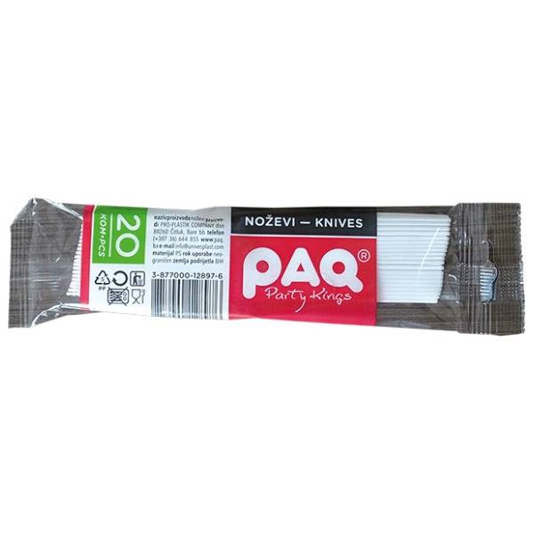 Plastični noževi PAQ 20kom beli