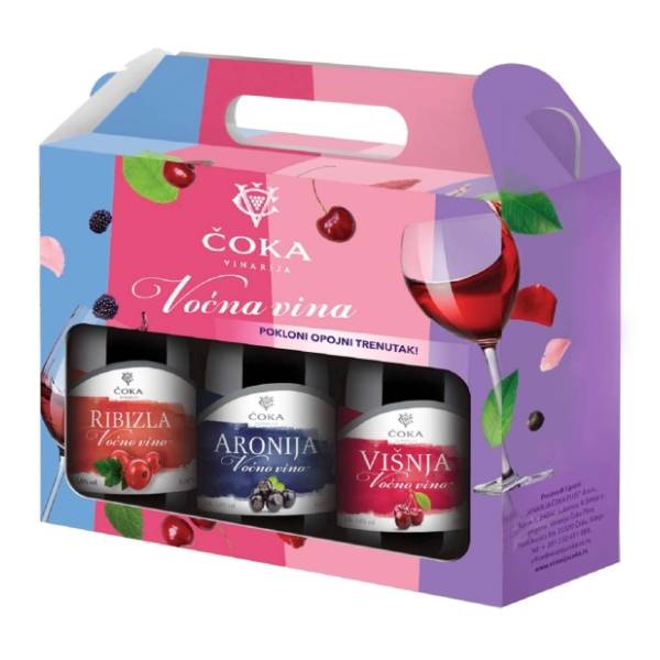 Voćna vina VINARIJA ČOKA poklon paket 3x187ml
