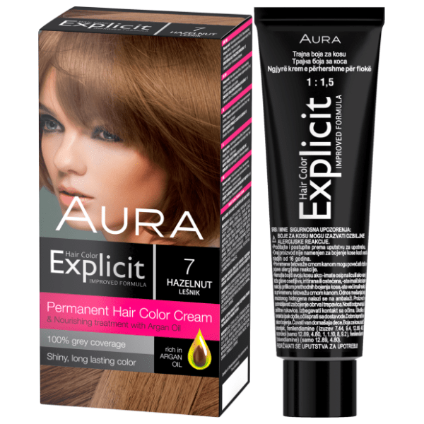 AURA Explicit farba za kosu 7 lešnik