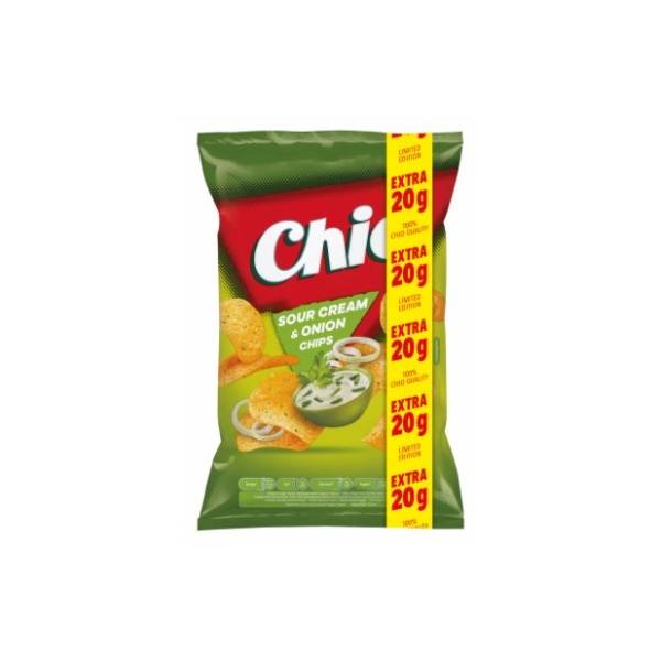 Čips CHIO sour cream and onion 130g+20g gratis
