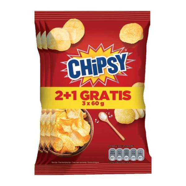 Čips CHIPSY plain salted 3x60g