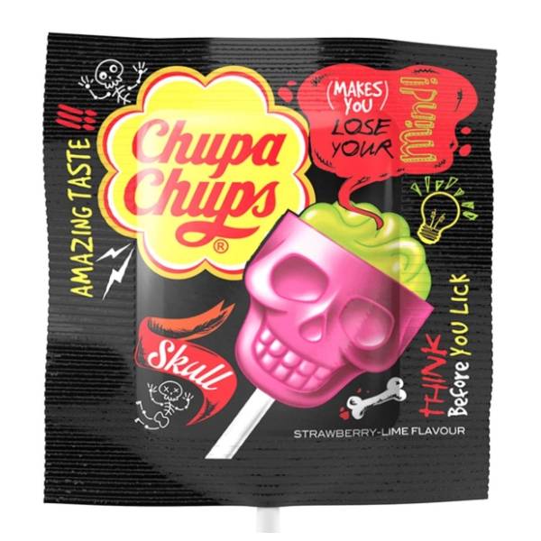 Lizalica CHUPA CHUPS 3D skull jagoda i limeta 15g