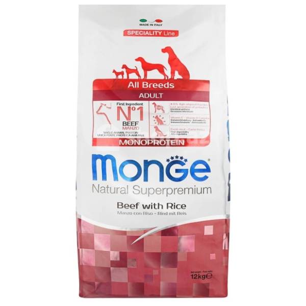MONGE All breeds adult hrana za pse govedina i pirinač 12kg