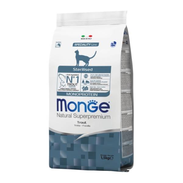MONGE Cat sterilised monoprotein hrana za mačke pastrmka 1,5kg