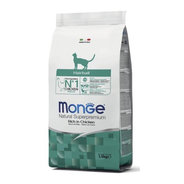 MONGE Hairball hrana za mačke piletina 1,5kg