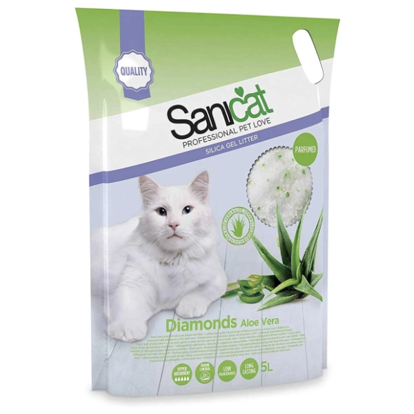 SANICAT Diamonds aloe vera posip za mačke 5l
