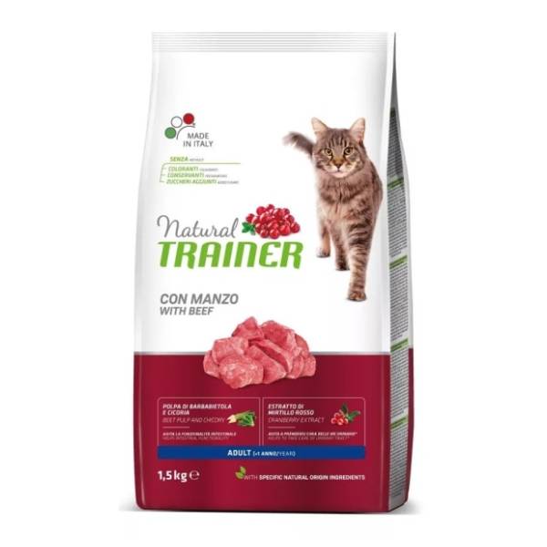 NATURAL TRAINER Adult hrana za mačke govedina 1,5kg