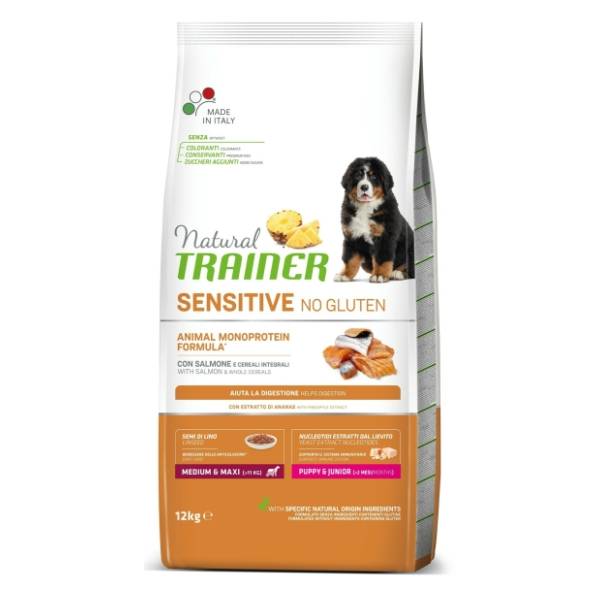 NATURAL TRAINER Sensitive maxi puppy bez glutena losos 12kg