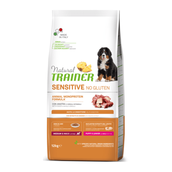 NATURAL TRAINER Sensitive maxi puppy bez glutena pačetina 12kg