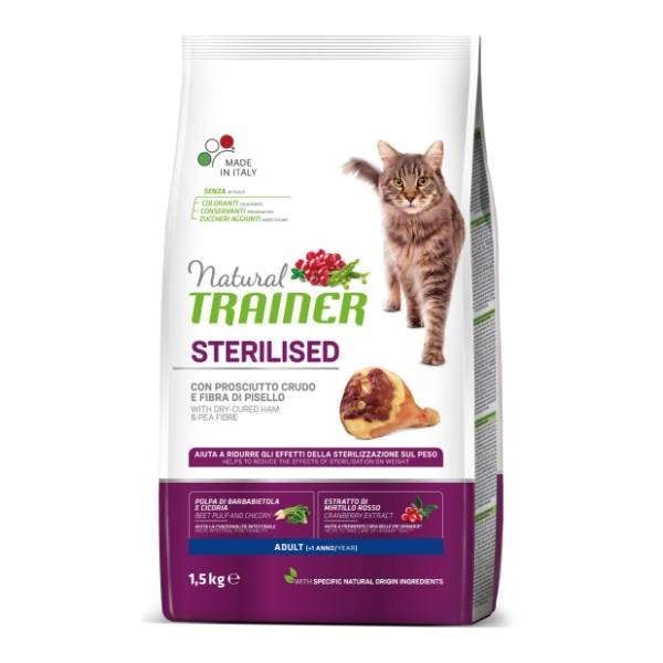 NATURAL TRAINER Sterilised hrana za mačke šunka 1,5kg