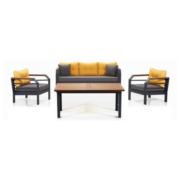 Baštenska garnitura HANAH HOME Assento 3+1+1+M yellow black