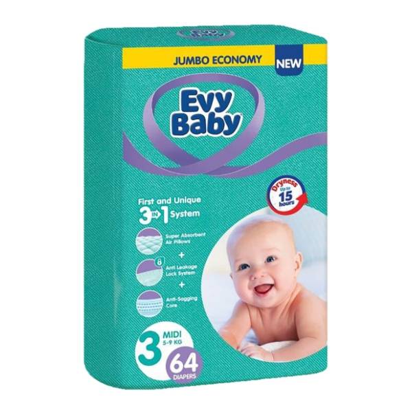 EVY BABY pelene 3u1 sistem 3 midi 64kom
