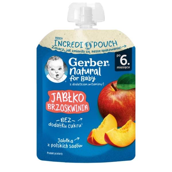 GERBER voćni pire jabuka i breskva 80g