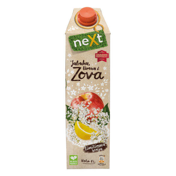 Voćni sok NEXT jabuka limun zova 1l