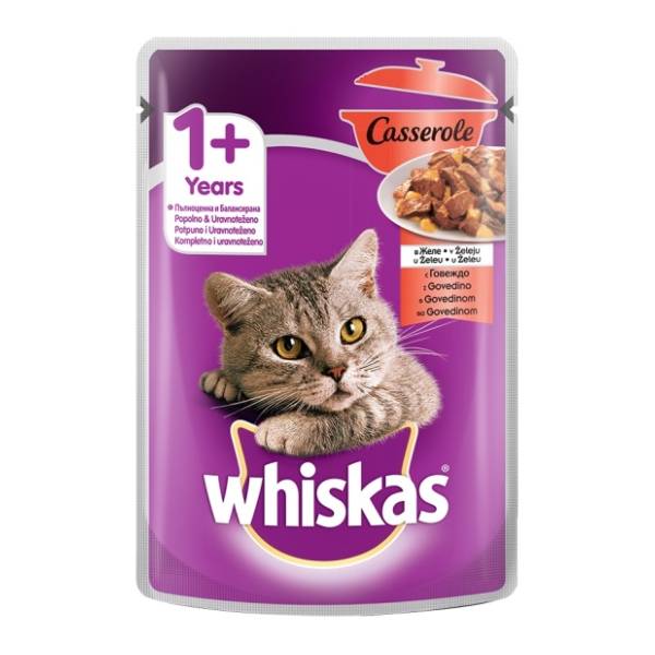 WHISKAS Casserole hrana za mačke govedina u želeu 85g