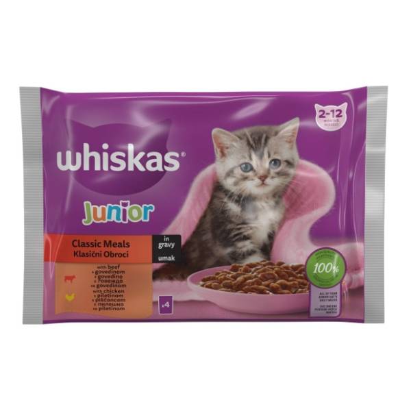 WHISKAS Junior hrana za mačke izbor mesa 4x85g