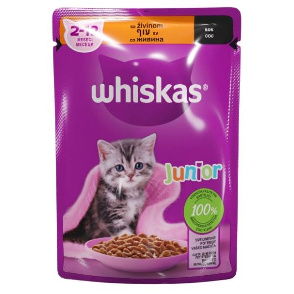 WHISKAS Junior hrana za mačke živina u sosu 85g