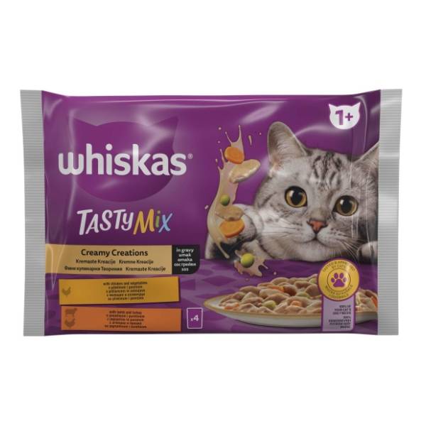 WHISKAS Tasty mix hrana za mačke meso u kremastom sosu 4x85g